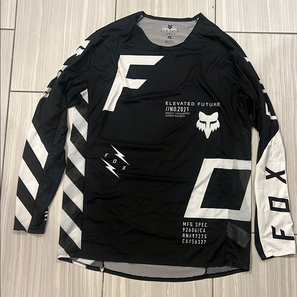 Fox Black and White Long Sleeve dirt bike jersey